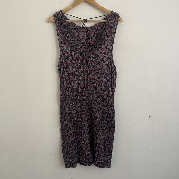 Free People I’m Your Favorite Minidress Ruffled Mini Dress Plum Combo Size L - Picture 3 of 7